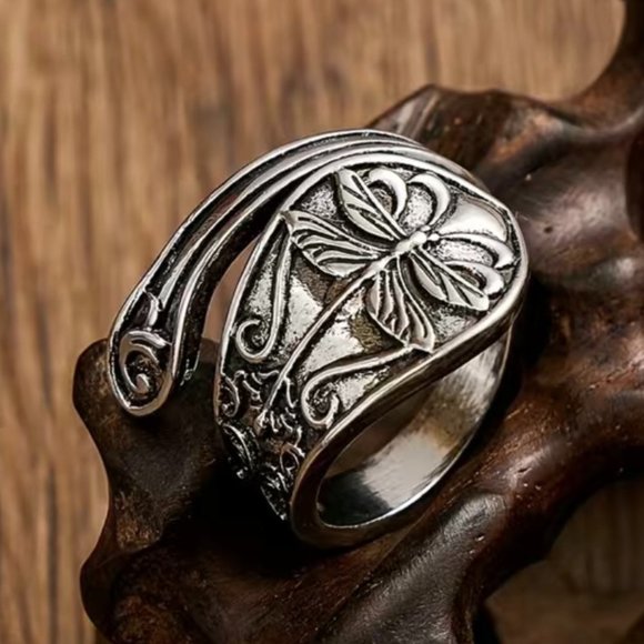 Jewelry - Boho Dragonfly Adjustable Spoon Ring #763
